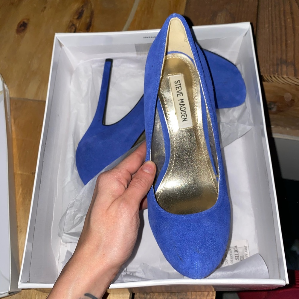 Electric Blue Suede Pumps